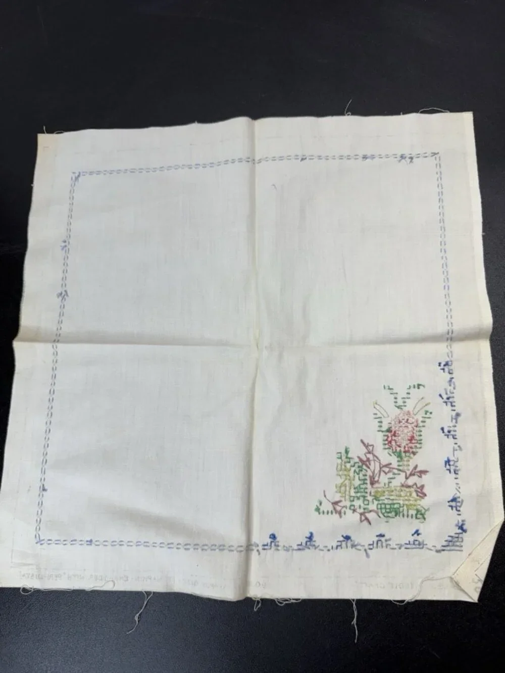 4 Vintage Paragon Needlecraft Napkins 0362 Linen Stamped Floral Pattern 17”